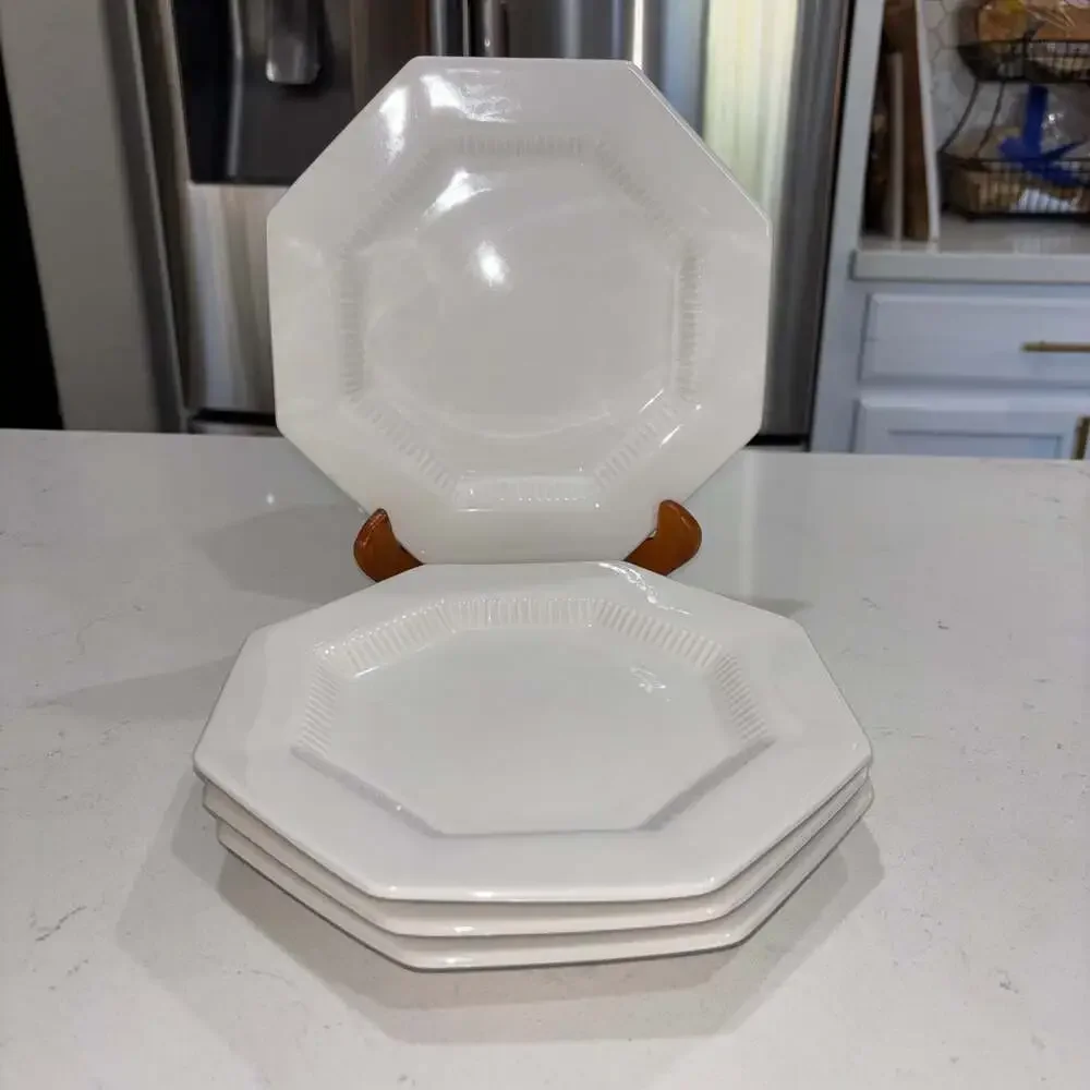Set of 4 Vintage Nikko Classic White Octagonal Salad Plates